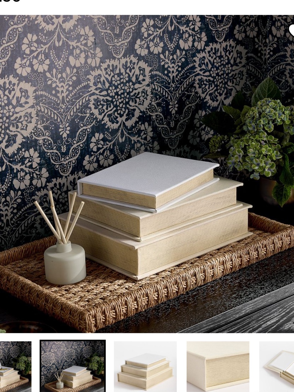 Pottery Barn Neutral Linen Stacked Storage Books - Cream Set of 2
